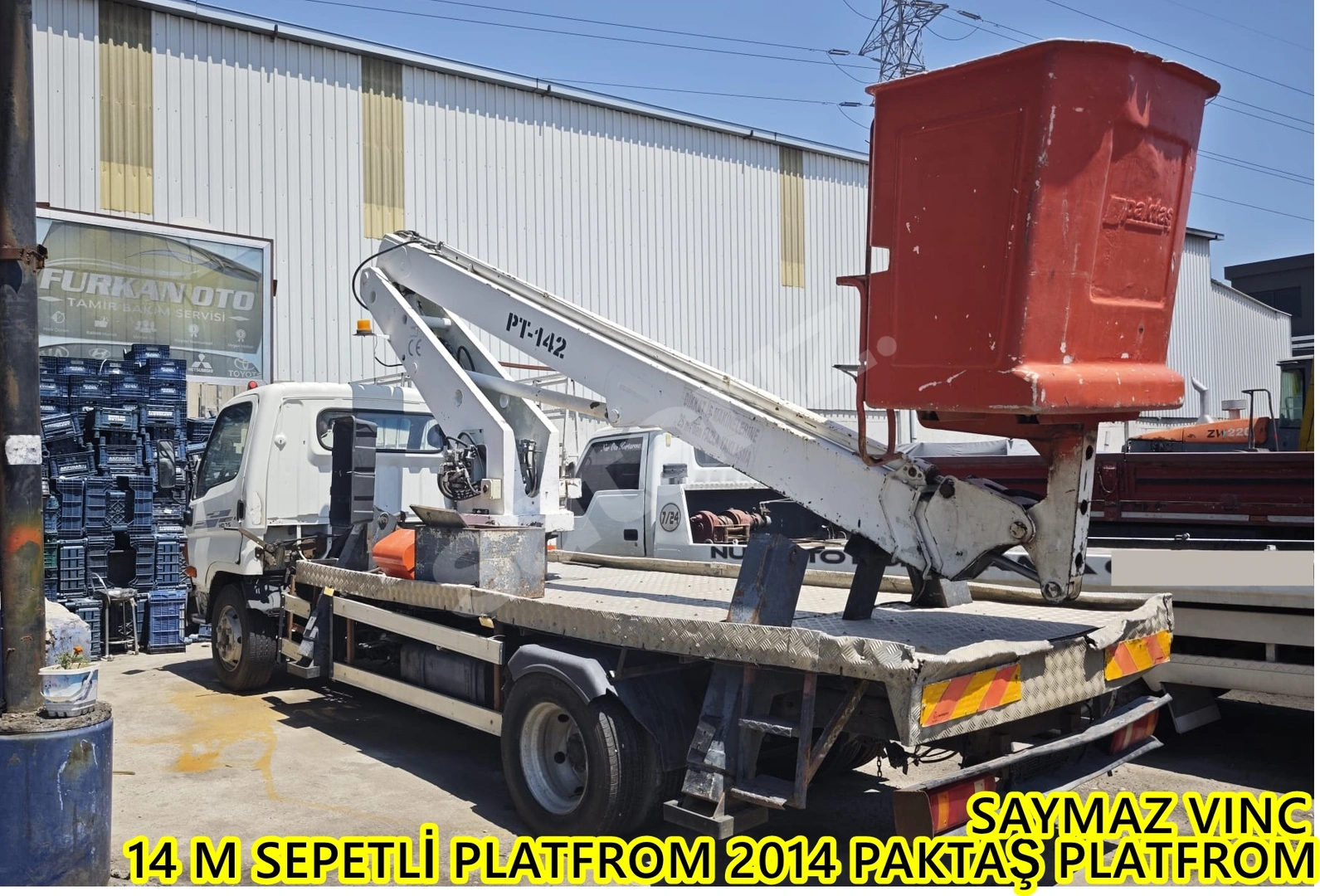 SAYMAZ VINC DEN SATILIK TEDAŞ ELEKTRIKTEN ÇIKMA 14 M SEPETLİ PLATFROM VINC 2014 PAKTAŞ PLATFROM