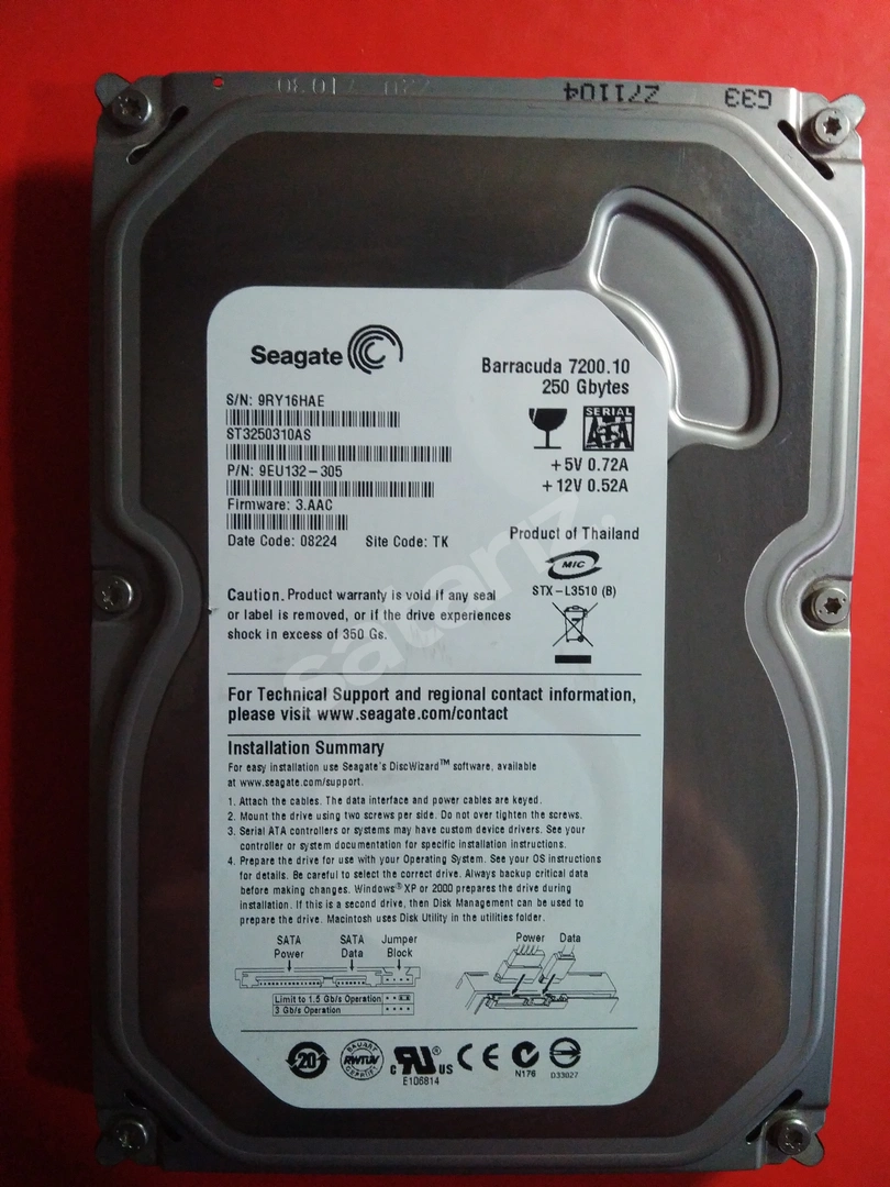Seagate 250 GB 3.5” SATA Hard Disk (Sağlık 100 , Üsküdar)