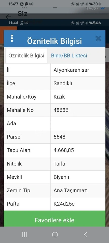 4 PARSEL SATILIK TARLA SANDIKLI KIZIK BİYANLI YOL KENARI