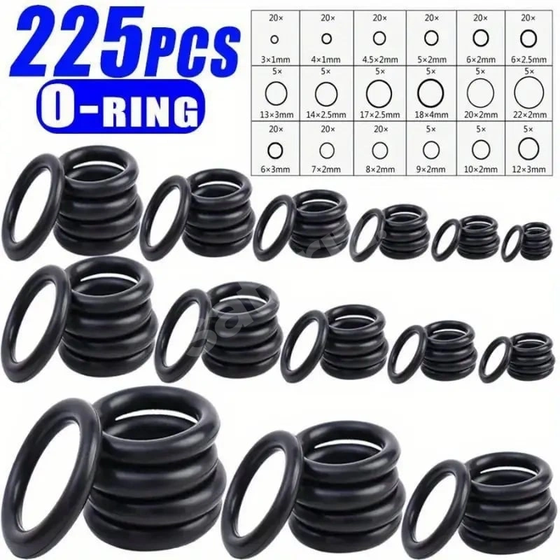 225 Parça Sentetik Kauçuk O-Ring Seti Tesisat