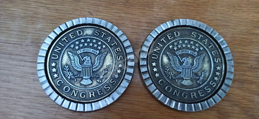 Vintage ABD Kongresi Metal Bardak Altlığı ( 2 adet fiyatı)