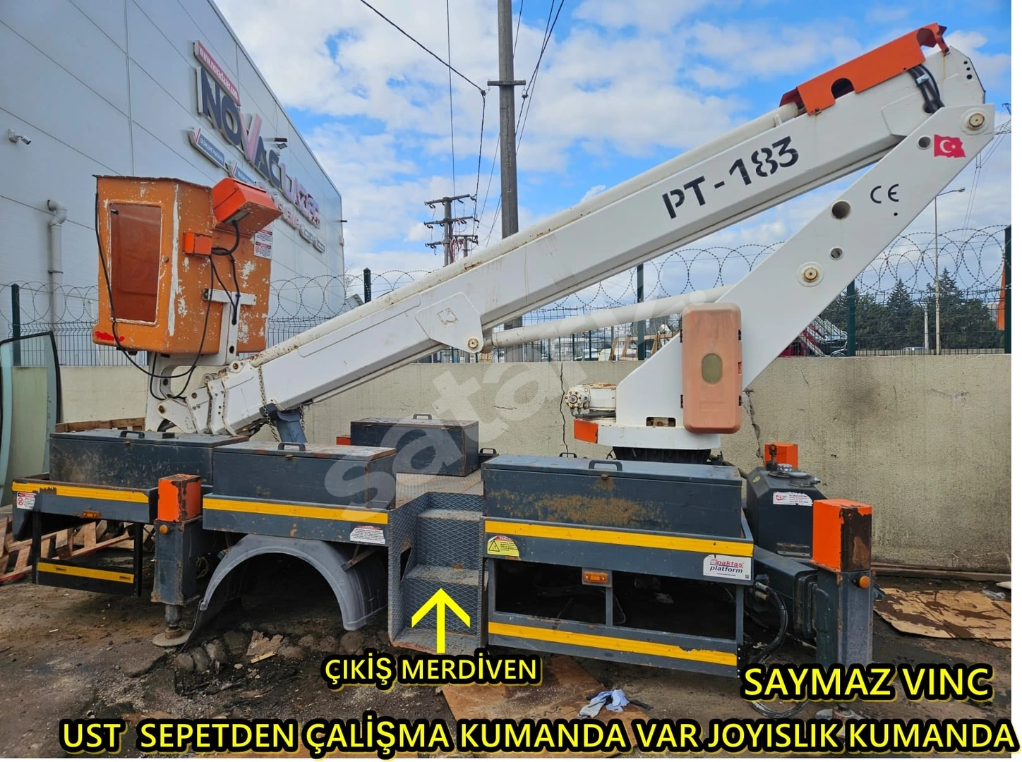 SAYMAZ VINC DEN SATILIK TEDAŞ ELEKTRIKTEN ÇIKMA 18 M SEPETLİ PLATFROM VINC 2021 PAKTAŞ İMALAT JOYISLIK KUMANDA