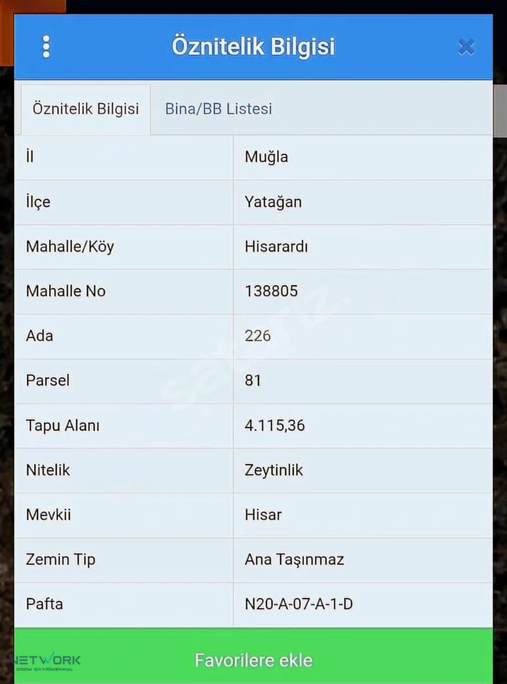 Muğla Yatağanda 4115 m2 zeytinlik