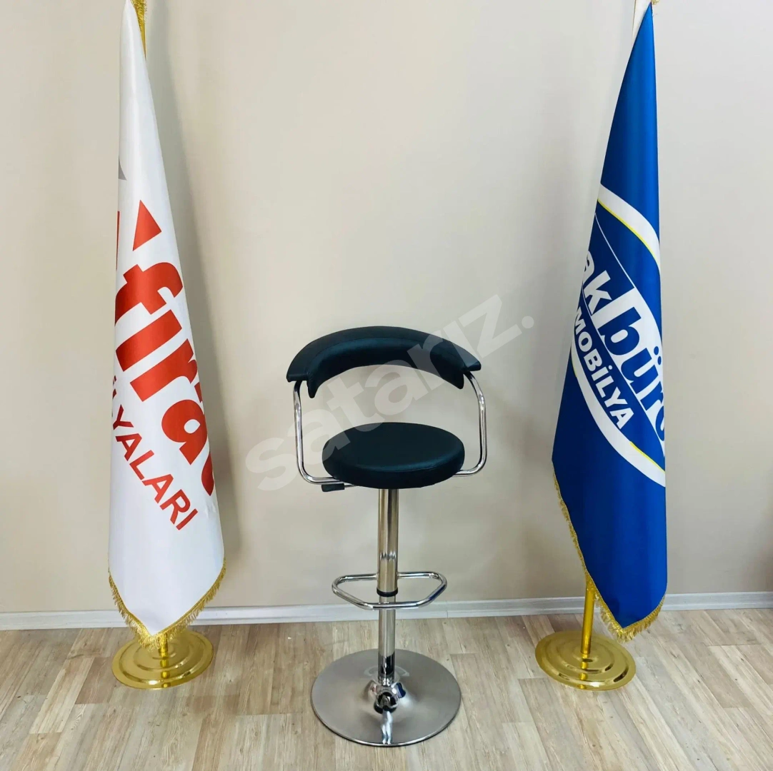 AKBÜRO GALLERİA BAR SANDALYESİ SİYAH KROM AYAK
