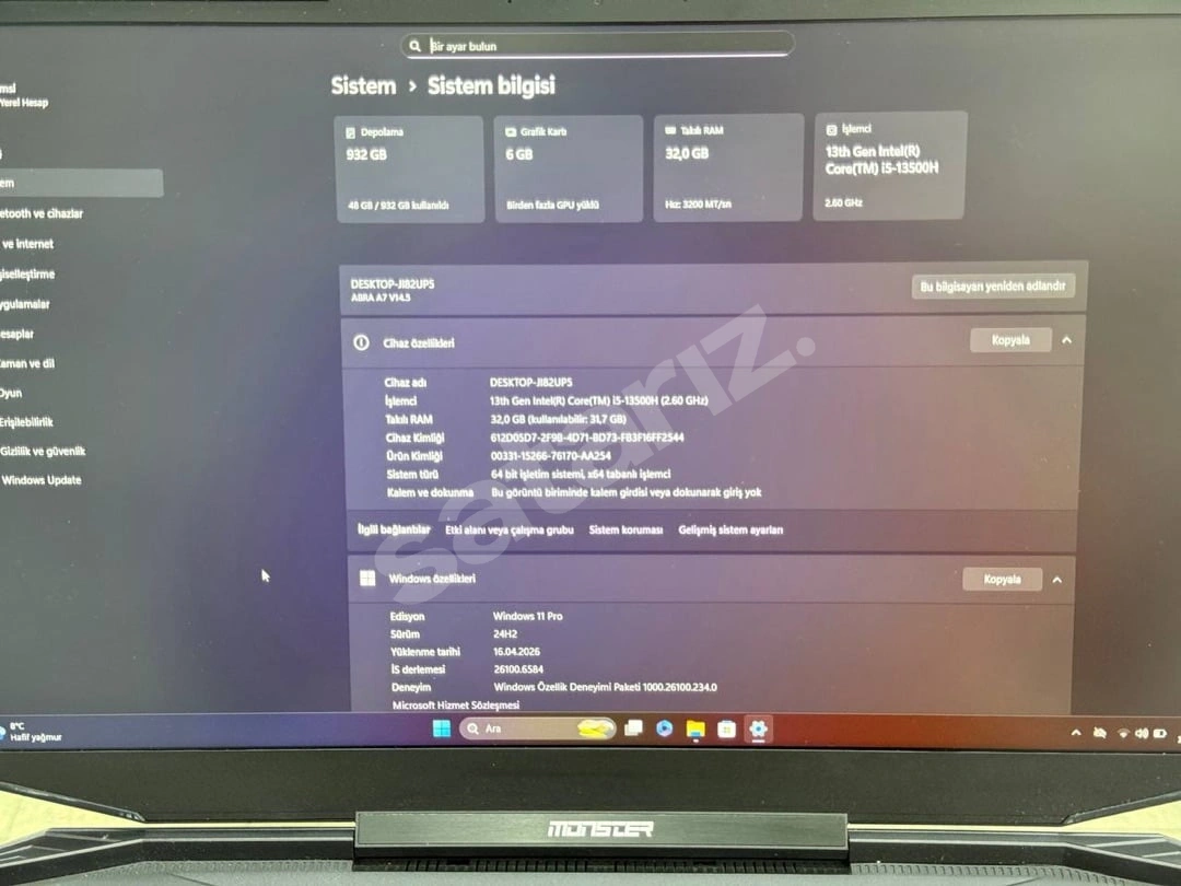 MONSTER 13.Nesil i5-13500H / 32GB RAM / 6GB