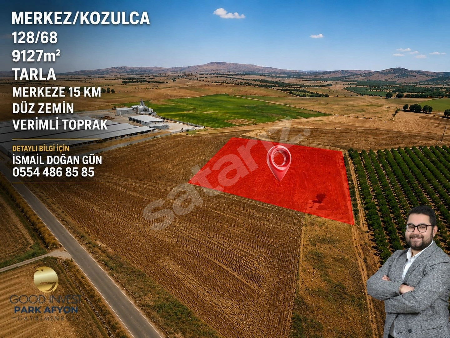 MERKEZ KOZLUCA KÖYÜNDE SATILIK 9128m² TARLA