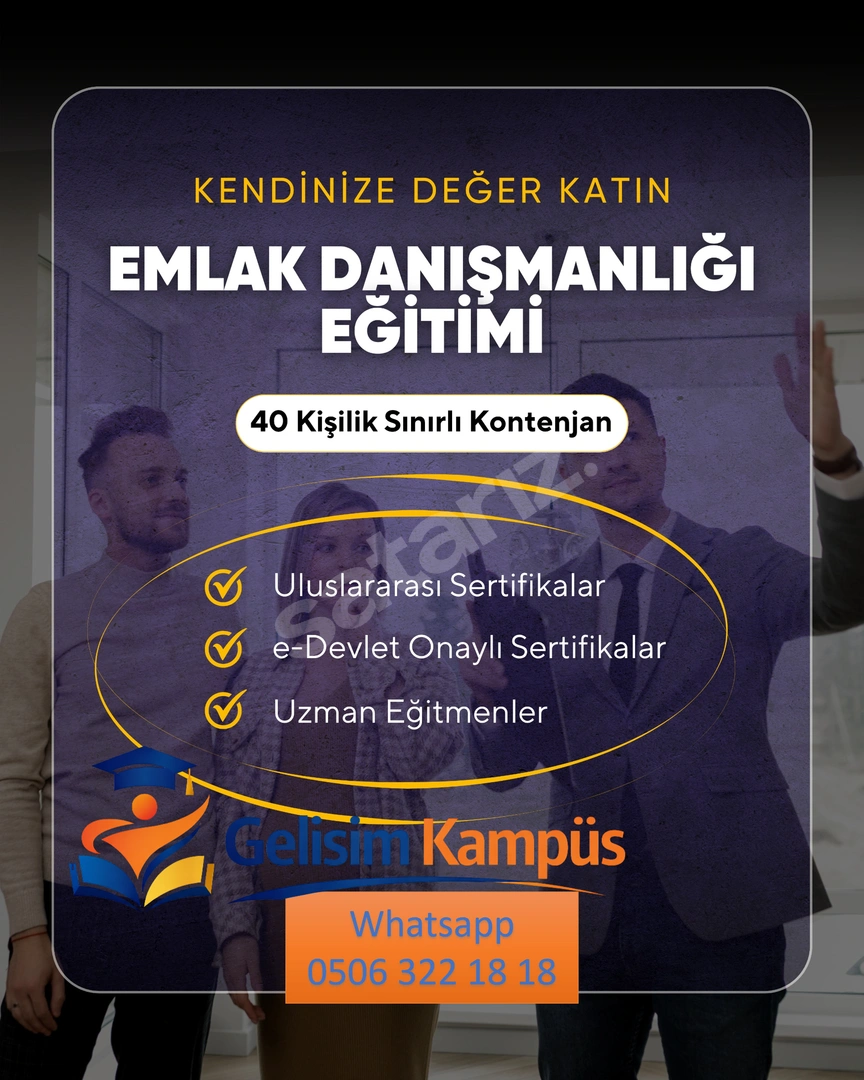 Emlak Danışmanı ve Taşınmaz Ticareti (eğitim + 120 saatlik sertifika) E-DEVLET ONAYLI