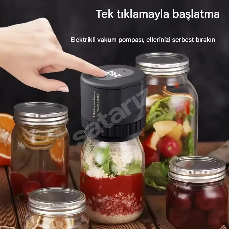 Kablosuz Şarjlı Geniş Ağız ve Dar Ağız Kavanoz Vakumlu Kapak Makinesi