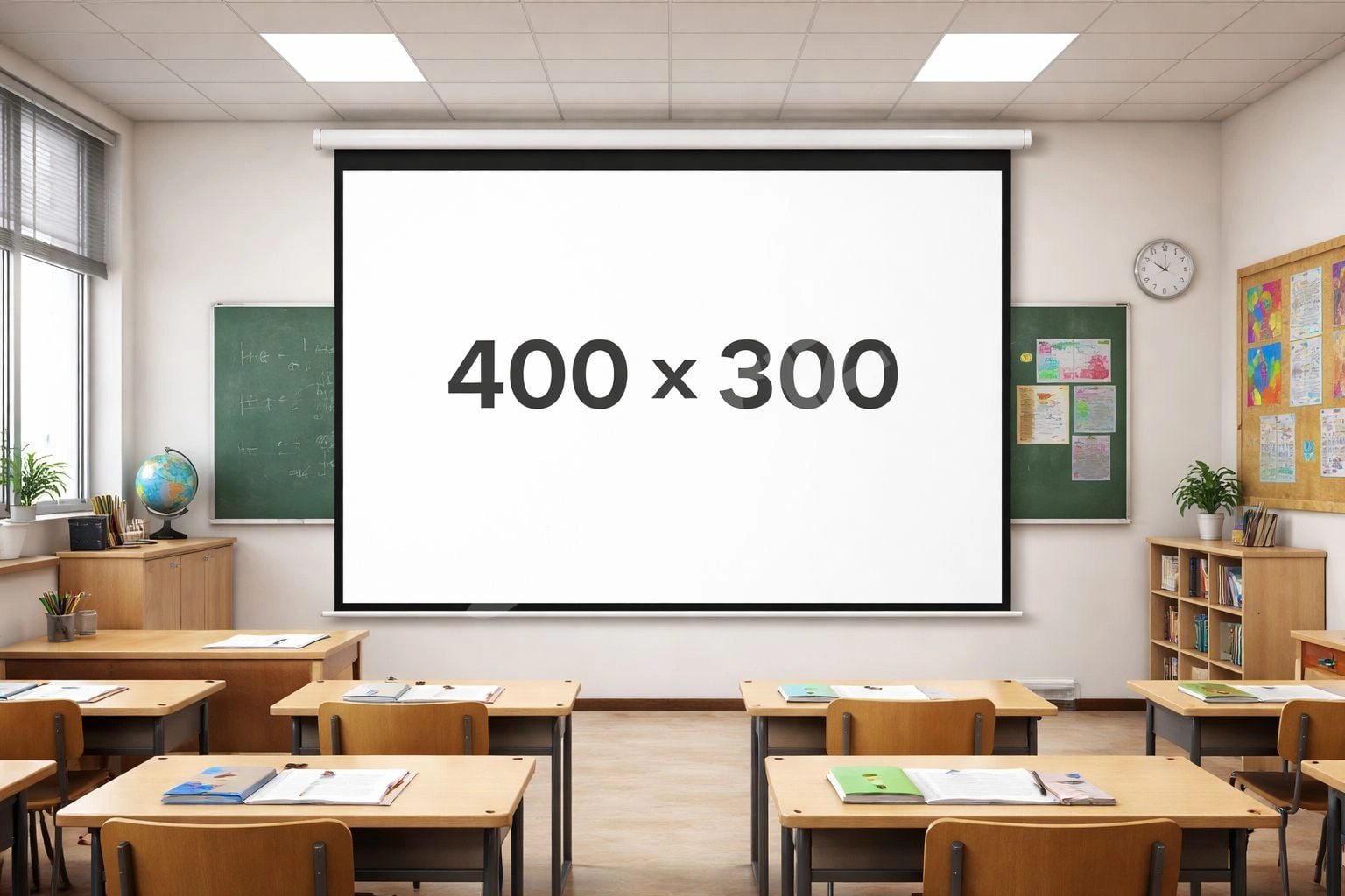 Projeksiyon Perdesi 400x300 Motorlu Kumandalı