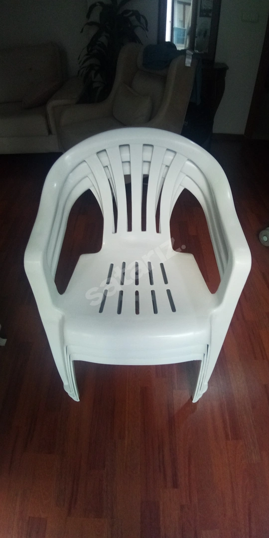 Bahçe- Balkon Plastik Sandalya - İtalyan tasarım modeli beyaz 3 adet