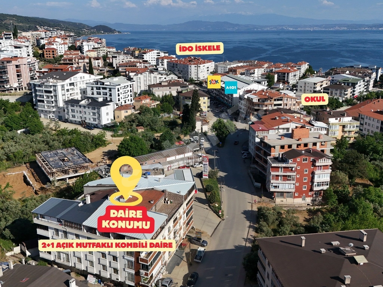 AY EMLAK TAN 2+1 AÇIK MUTFAKLI İDO İSKELE YAKINI KİRALIK DAİRE