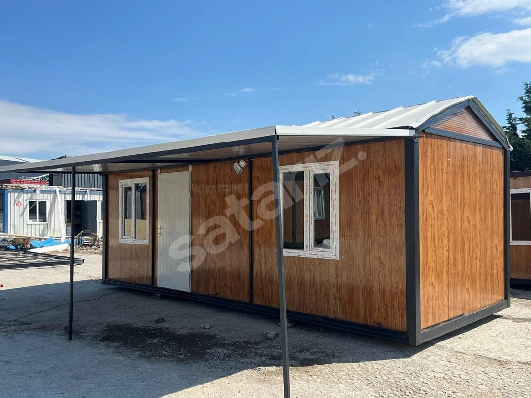 3x7 21m2 FABRİKADAN BEŞİK ÇATILI İKİ ODA WC DUŞ FUL KONTEYNER