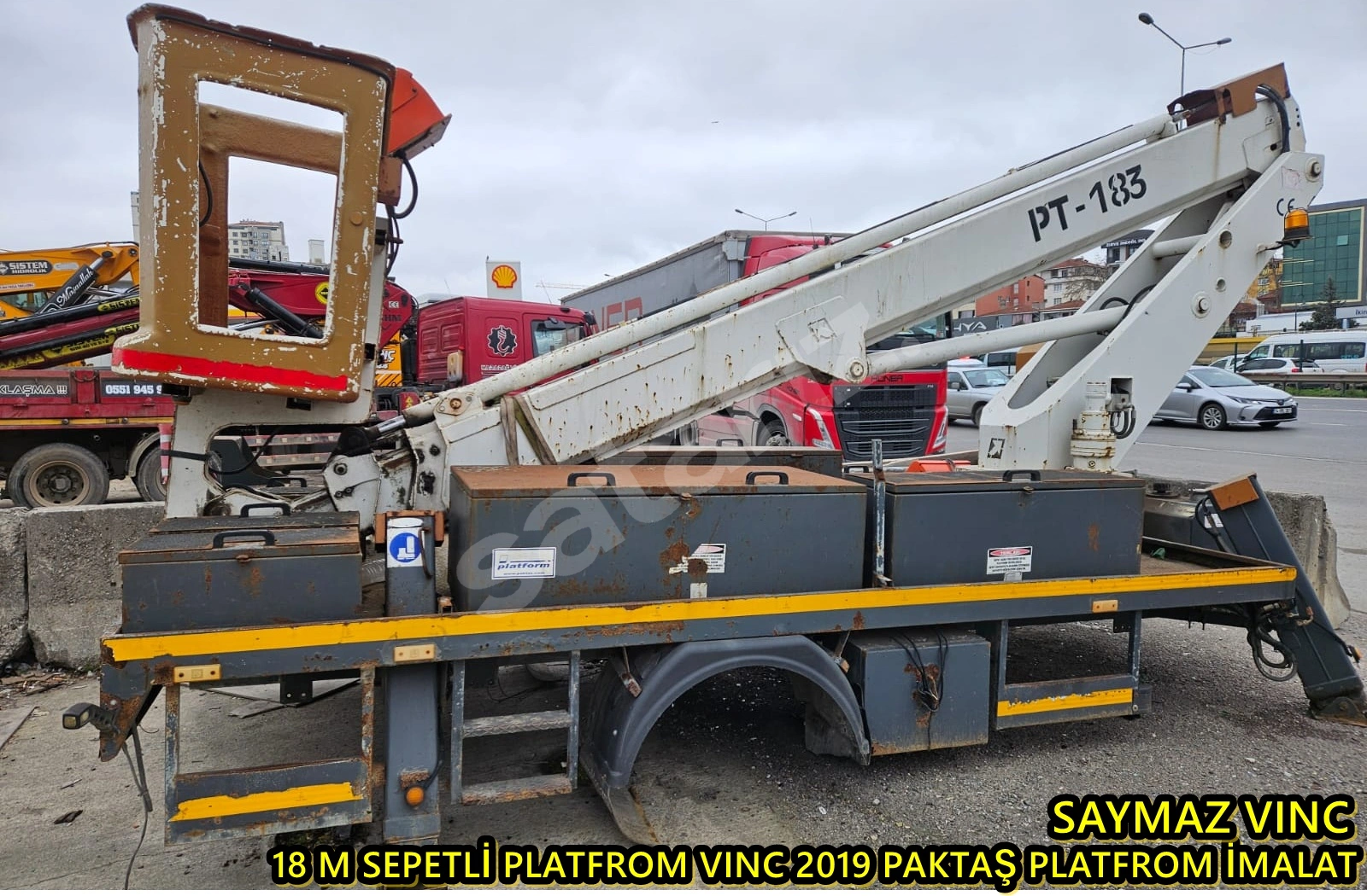 SAYMAZ VINC DEN SATILIK TEDAŞ ELEKTRIKTEN ÇIKMA 18 M SEPETLİ PLATFROM VINC 2019 PAKTAİ İMALAT  JOYISLIK KUMANDA