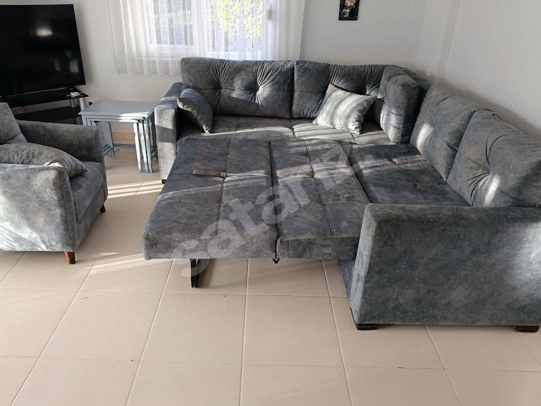Sıfır Nubuk kumaş Kaplı Köşe koltuk Takımı+Berjer Koltuk