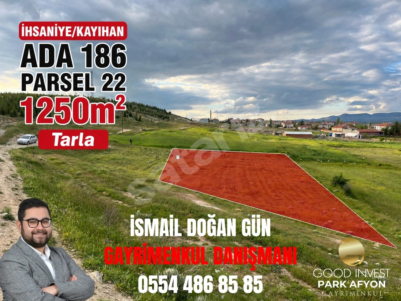 AFYON İHSANİYE KAYIHANDA SATILIK 1250m² Prim Değeri yüksek TARLA