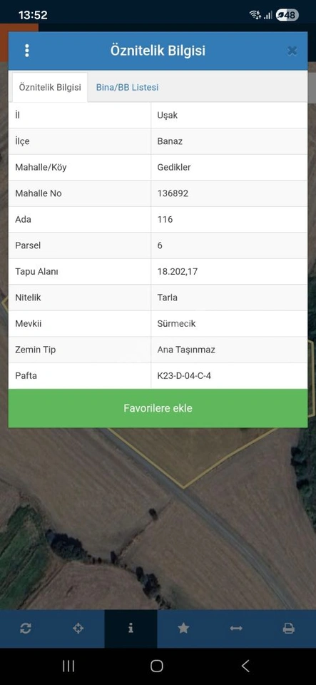 UŞAK BANAZ GEDİKLERDE SATILIK 18.200 m² TARLA
Ada/Parsel: 116/6
