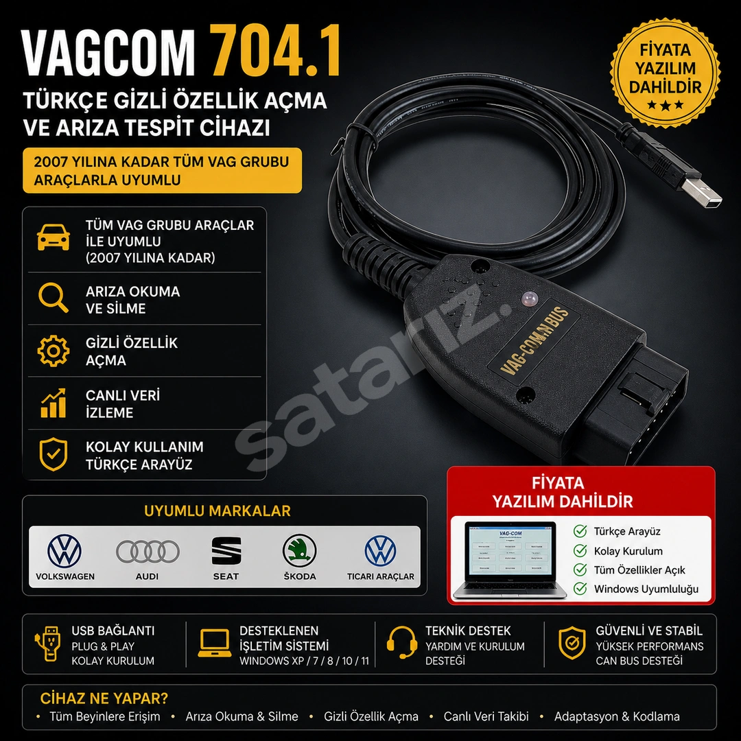 VAGCOM 704.1 TÜRKÇE – GİZLİ ÖZELLİK AÇMA VE ARIZA TESPİT CİHAZI