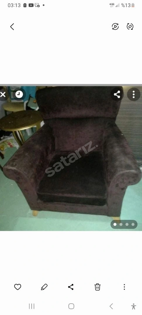 Tek Kisilik Berjer Koltuk Kahverengi