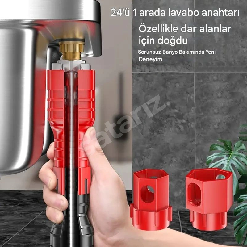 Mutfak & Banyo için 24'ü 1 Arada Musluk Tamir Alet Seti
