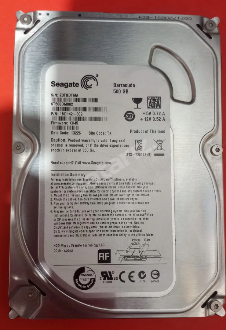 Seagate 500 GB 3.5” SATA Hard Disk (Sağlık 100 , 7200RPM ile hızlı , Sorunsuz , İkinci El)