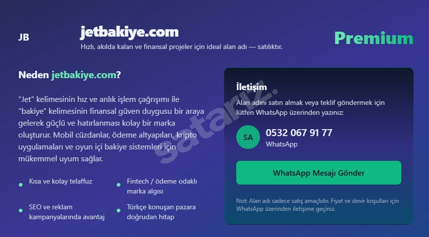 jetbakiye.com hızlı, akılda kalan ve finansal projeler için.