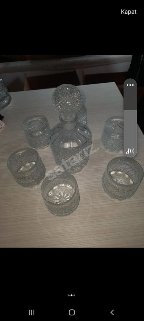 Kristal Desenli Cam Sürahi Ve Bardak Takimi