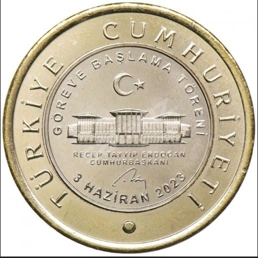 2023 YILI RECEP TAYYİP ERDOĞAN GÖREVE BAŞLAMA HATIRA 1 LİRASI ÇİL / İMZALI ÖZEL FLEX İÇİNDE