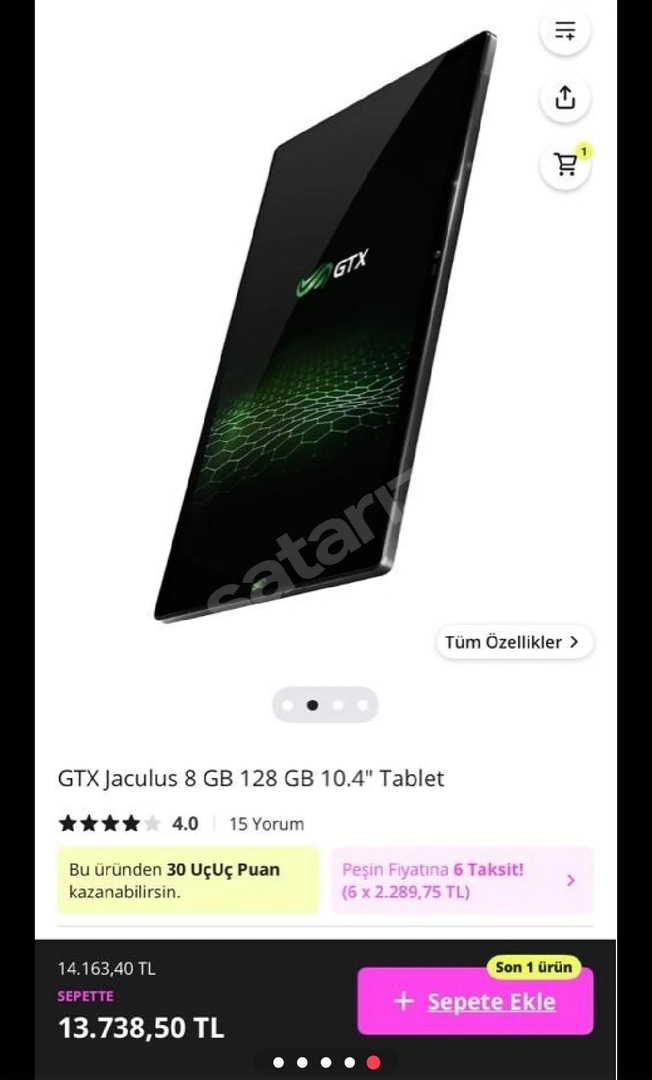 Oyuncu Tableti 8+8 ram