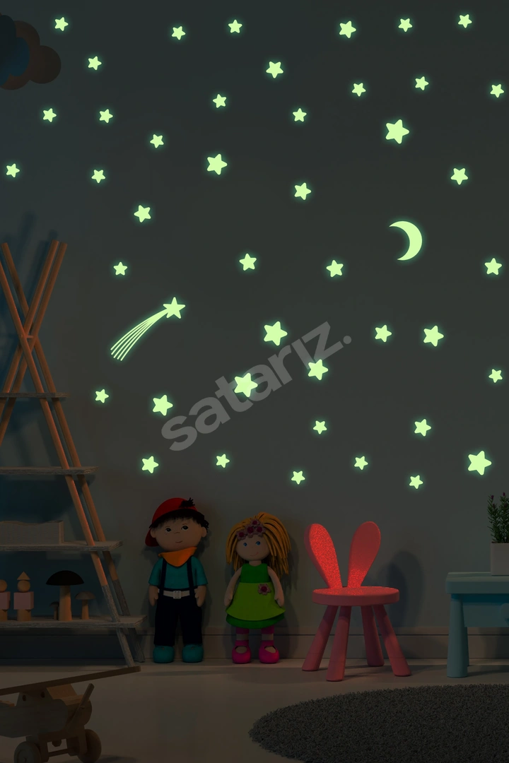 Gece parlıyan duvar fosforu yıldızlar Sıfır üründür...