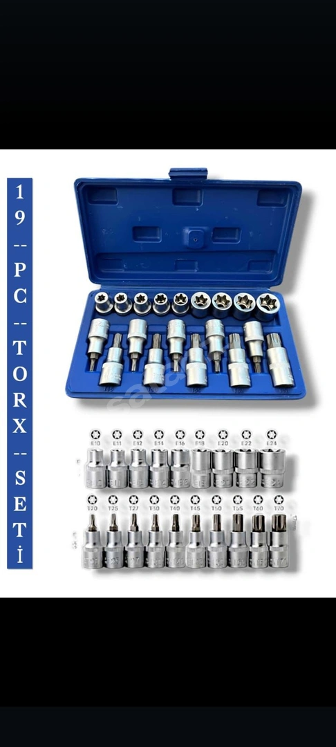 19 Parça 1/2 e Tork Set Chrome Vanadium