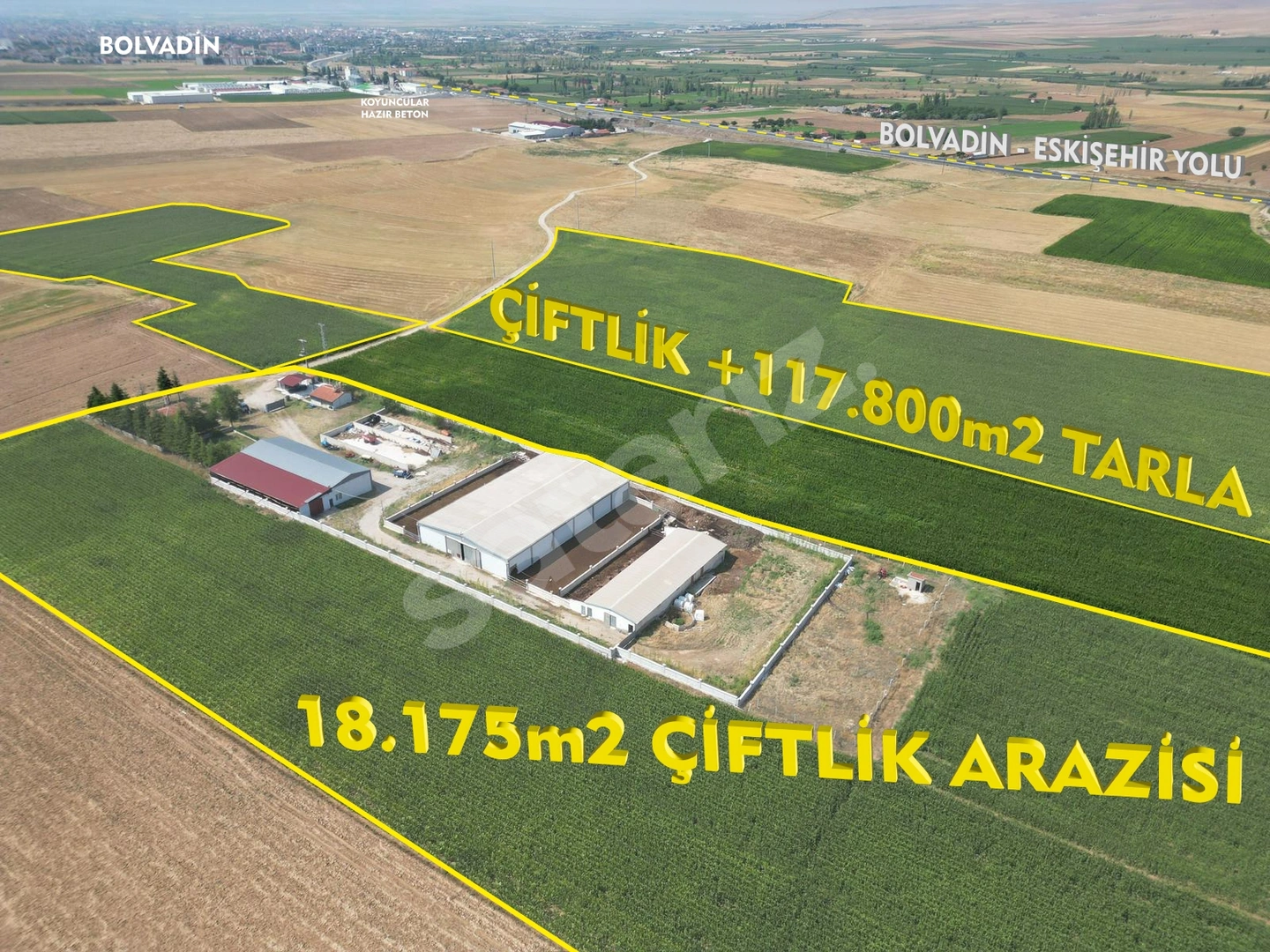 BOLVADİNFIRSAT SATILIK TAM TEŞEKKÜLLÜ ÇİFTLİK VE 117.000M2 TARLA