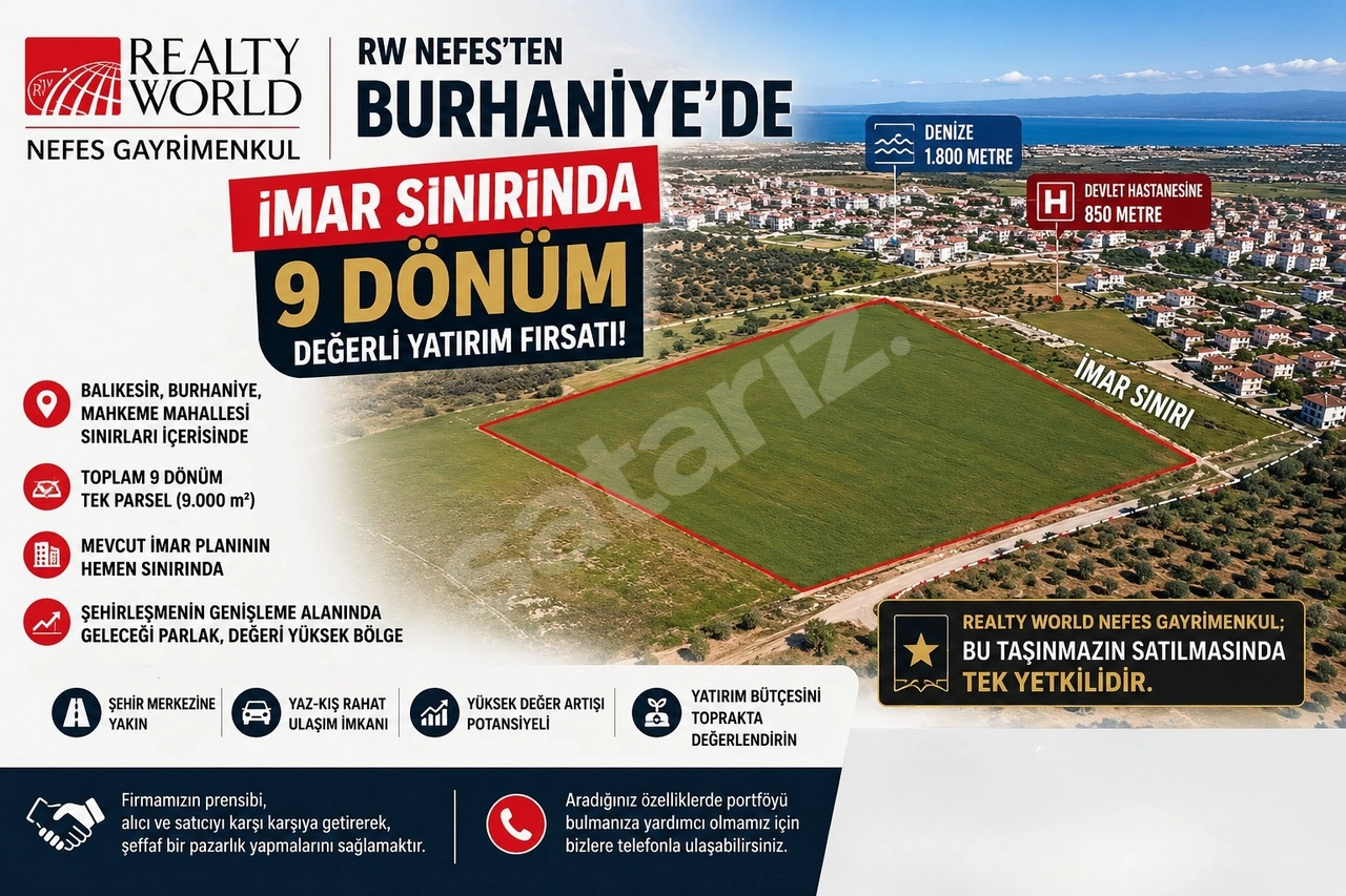 RW NEFES'ten Burhaniye'de Hastane Arkasın da 9 Dönüm Tarla