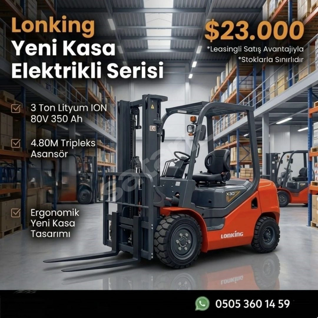 3 Ton Elektrikli Yeni Kasa Lonking Forklift LEASİNGLi