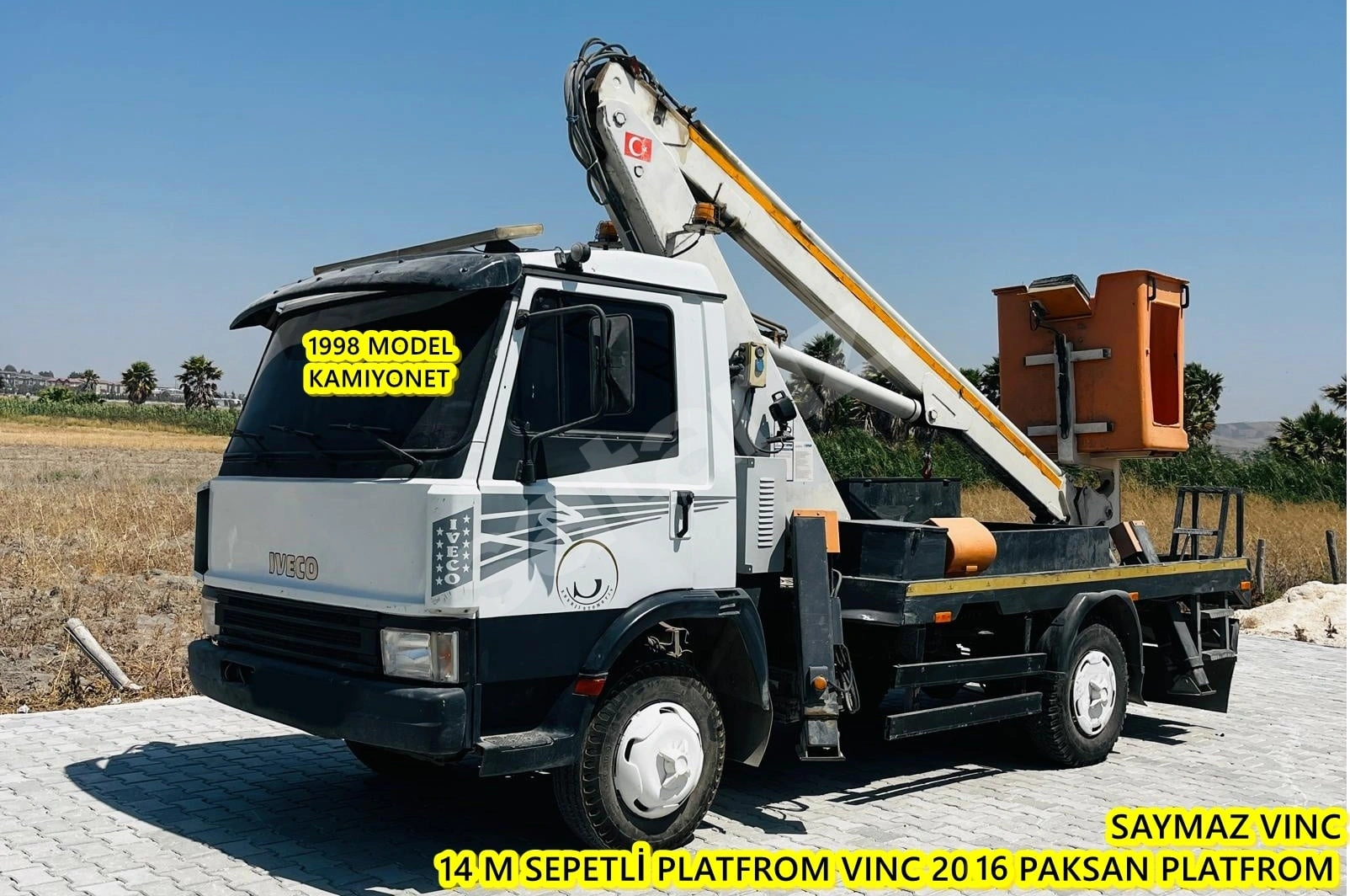 SAYMAZ VINC DEN SATILIK TEDAŞ ELEKTRIK SERVISTEN ÇIKMA 14 M SEPETLİ PLATFROM VINC 2016 PAKSAN PLATFROM JOYISLIK KUMANDA