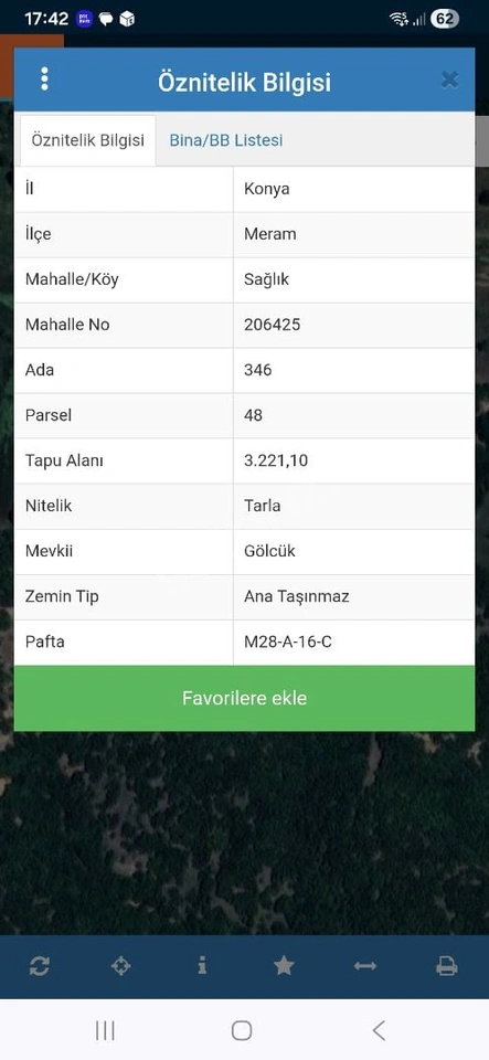 KONYA MERAM SAĞLIK MAH. GÖLCÜK YAYLASINDA SATILIK TARLA
