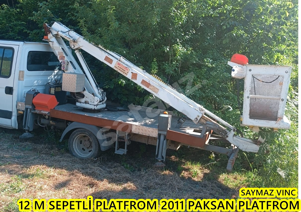 SAYMAZ VINC DEN SATILIK SADECE UST  MAKINE  MOBESE KAMERADAN ÇIKMA 12 M SEPETLİ PLATFROM VINC 2011 PAKSAN PLATFROM