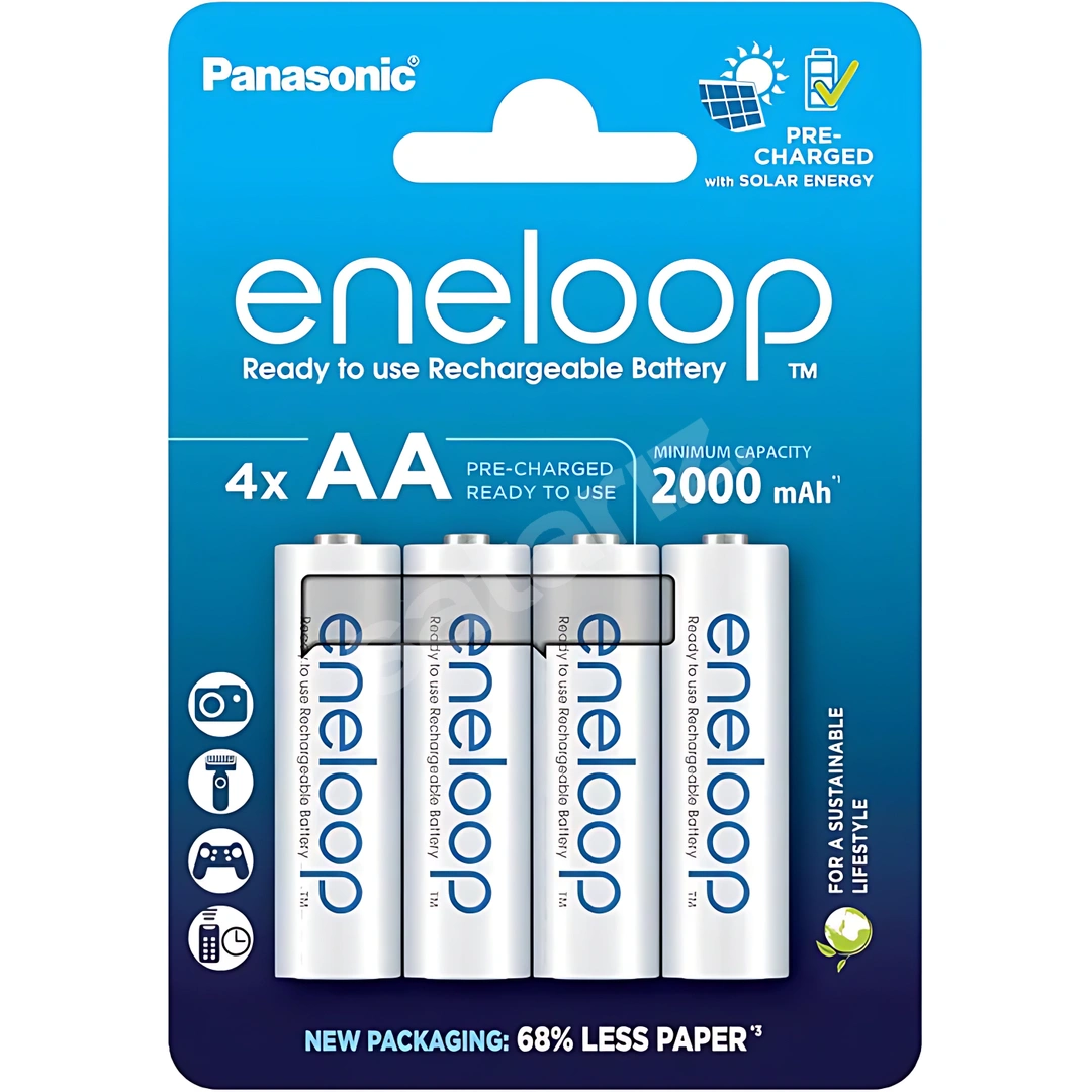4X AA Eneloop Standart BK-3MCDE 2000 mAH 2100 Kez Şarj 10 Yıl %70