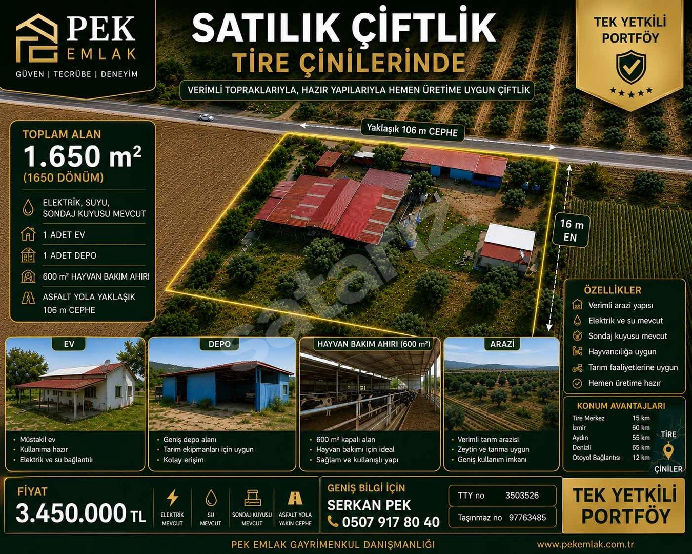 PEK EMLAKTAN ÇİNİYERİ NDE ASFAT KENARI SATILIK EV DEPO AHIR