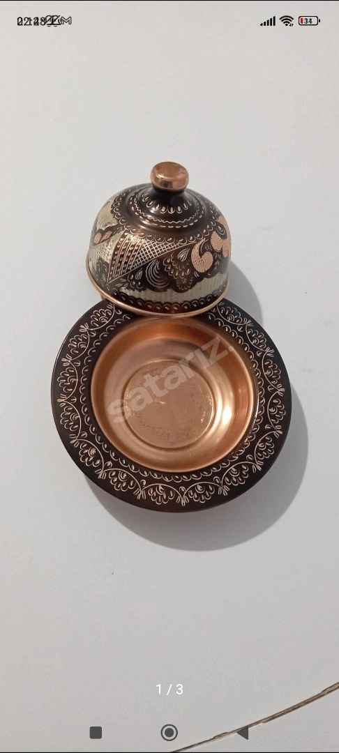 Antika Bakır İşlemeli Tabak