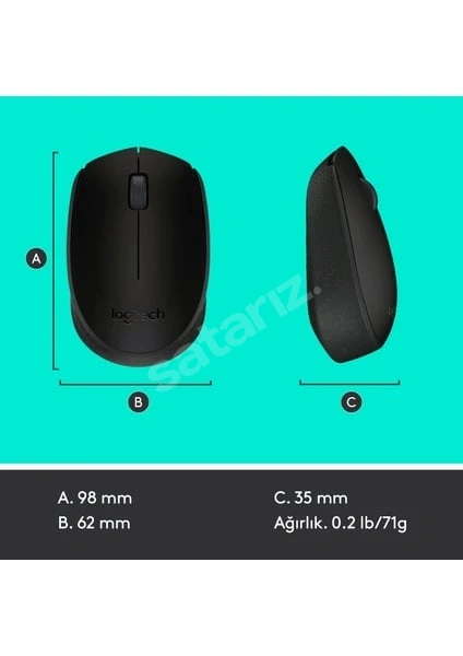 Siyah Logitech M171 USB Alıcılı Kablosuz Kompakt Mouse