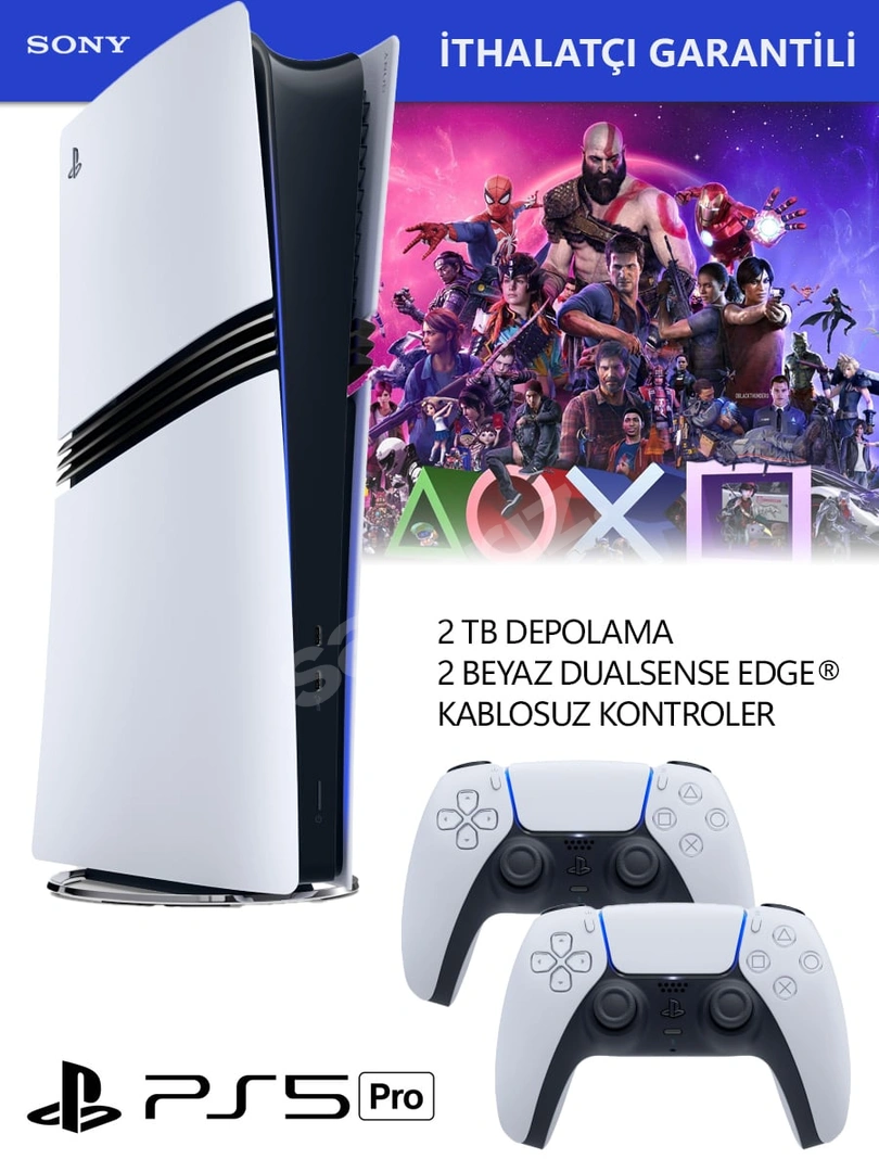 Sony PS5 Pro 2TB + 2 Beyaz DualSense Edge® Kablosuz Kontroler İthalatçı Garantili