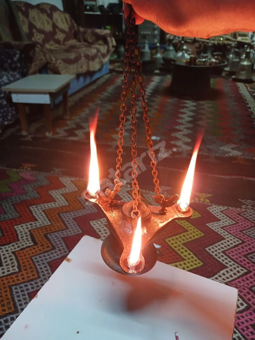 Antika Bronz 3lü Kandil