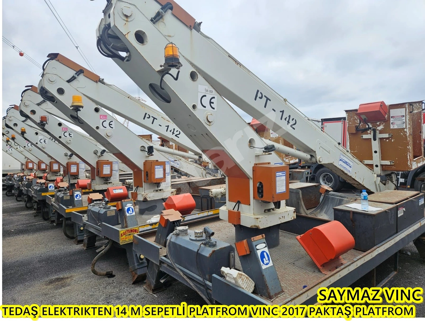 SAYMAZ VINC DEN SATILIK TEDAŞ ELEKTRIKTEN ÇIKMA 10 ADET YERDE MAKINE 14 M SEPETLİ PLATFROM VINC 2017 PAKTAŞ PLATFROM  JOYISLIK KUMANDA