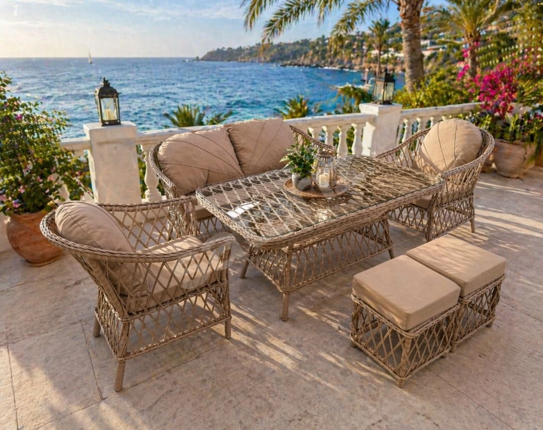 Rattan Bahçe Veya  Balkon Takımı 7 Kişilik