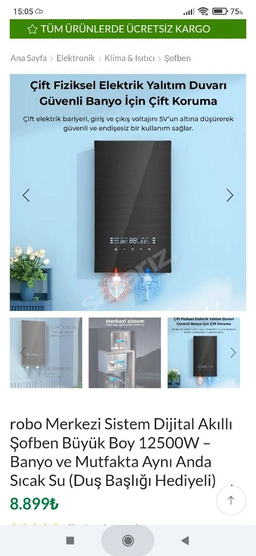ROBO 12500W Merkezi Sistem Dijital Akıllı Şofben