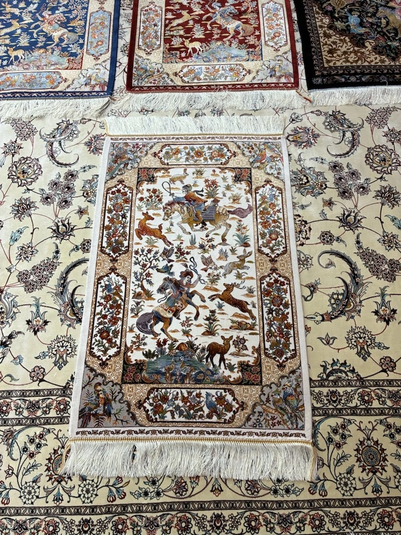 150 Tarak İran Modal İpek Halı Av Sahnesi - Doğan Tunca Art -
