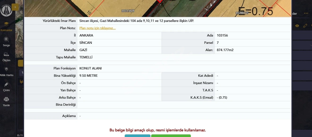 TURYAP 'tan Temelli Gazi'de Müstakil Tapulu 874m² Arsa