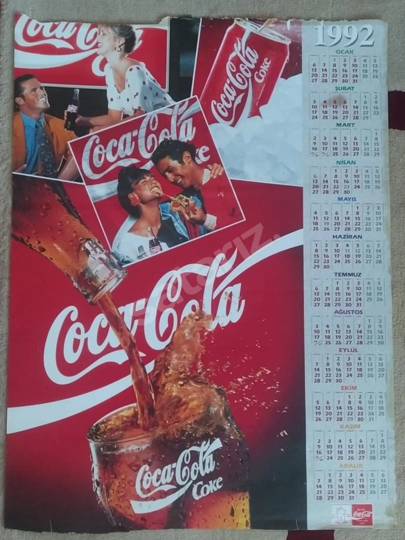 1992 Yılından Coca-Cola Takvimi Sıfır Gibi